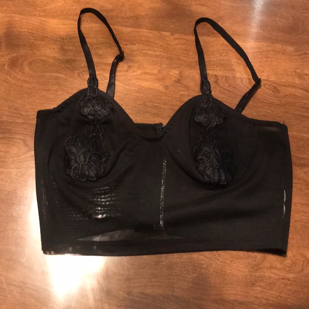 Black see through crop top